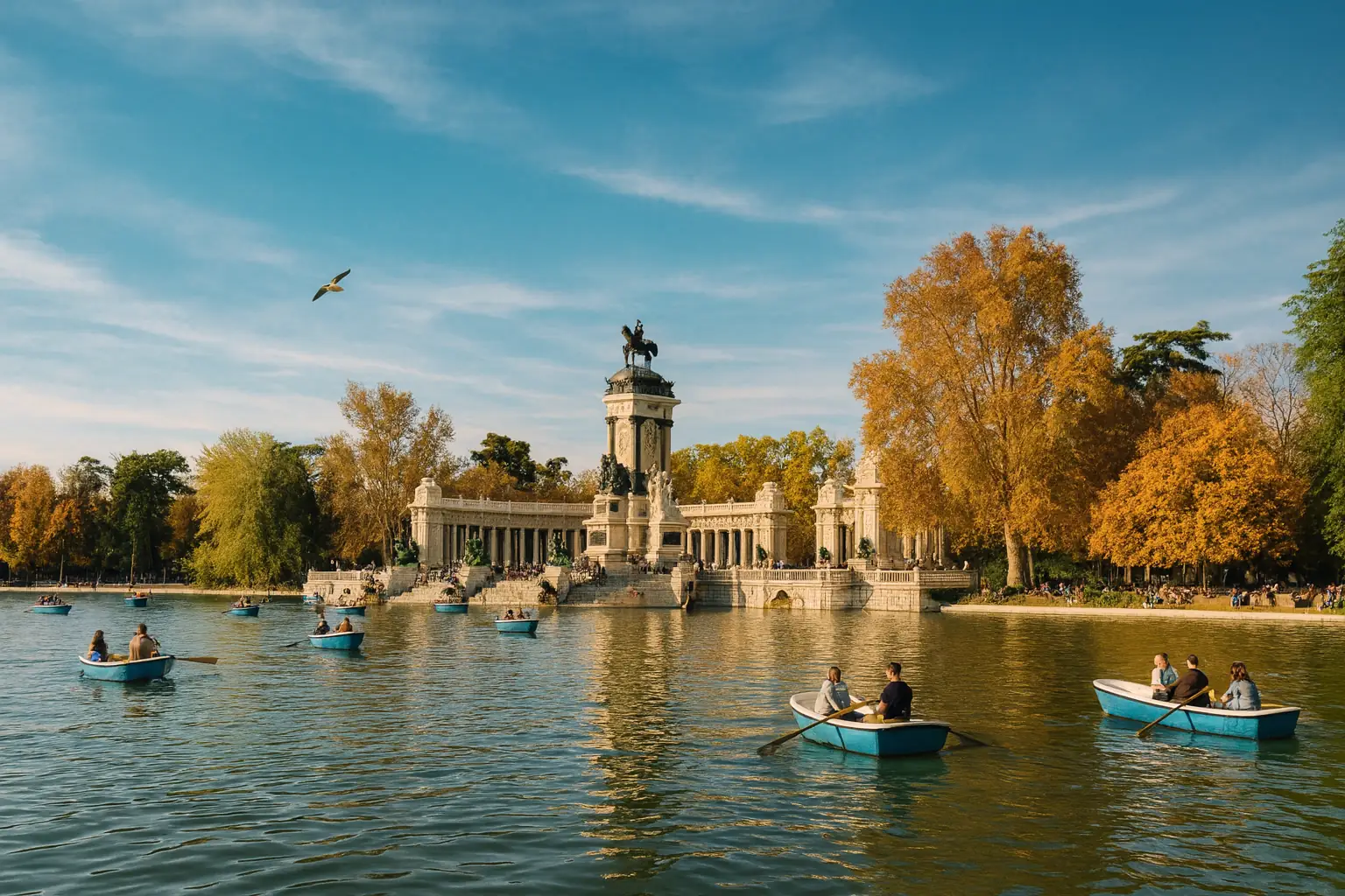 Amigos disfrutando de un atardecer de verano en Madrid
